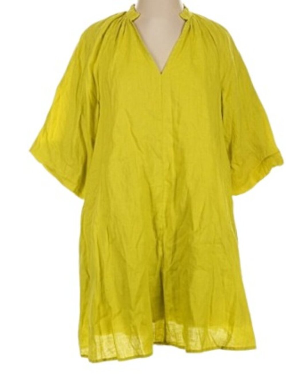 Magaschoni  Womens Mini Lagenlook Tunic Dress Lime Green 100% Linen XS